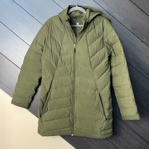 Spyder Women's Puffer Jacket Hooded Full Zip Green Size L Outdoor